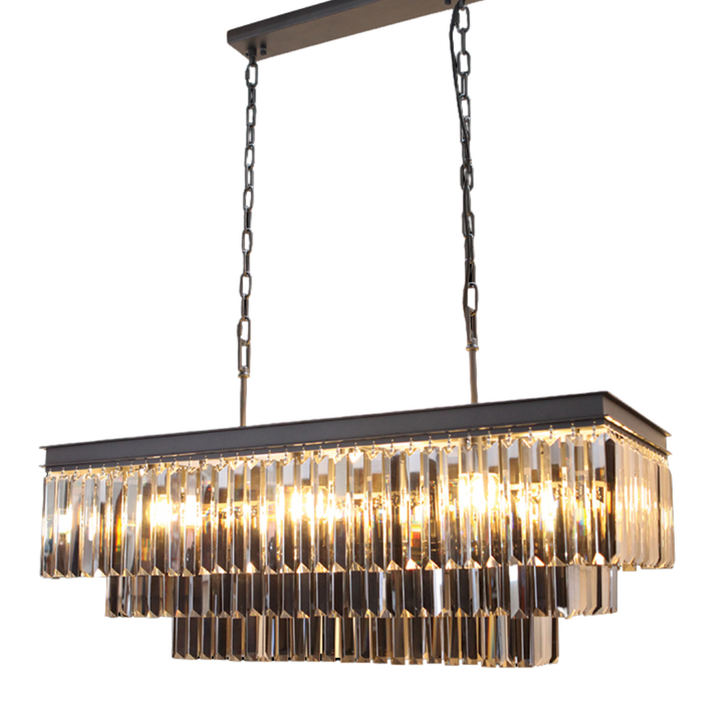 230v 40W E14 Smoke Crystal Rectangular Chandelier