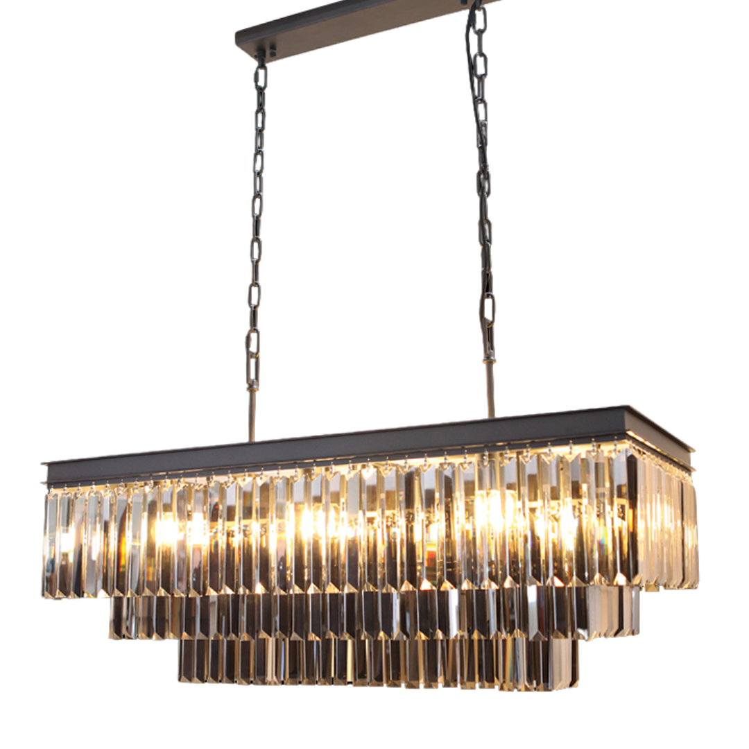 230v 40W E14 Smoke Crystal Rectangular Chandelier