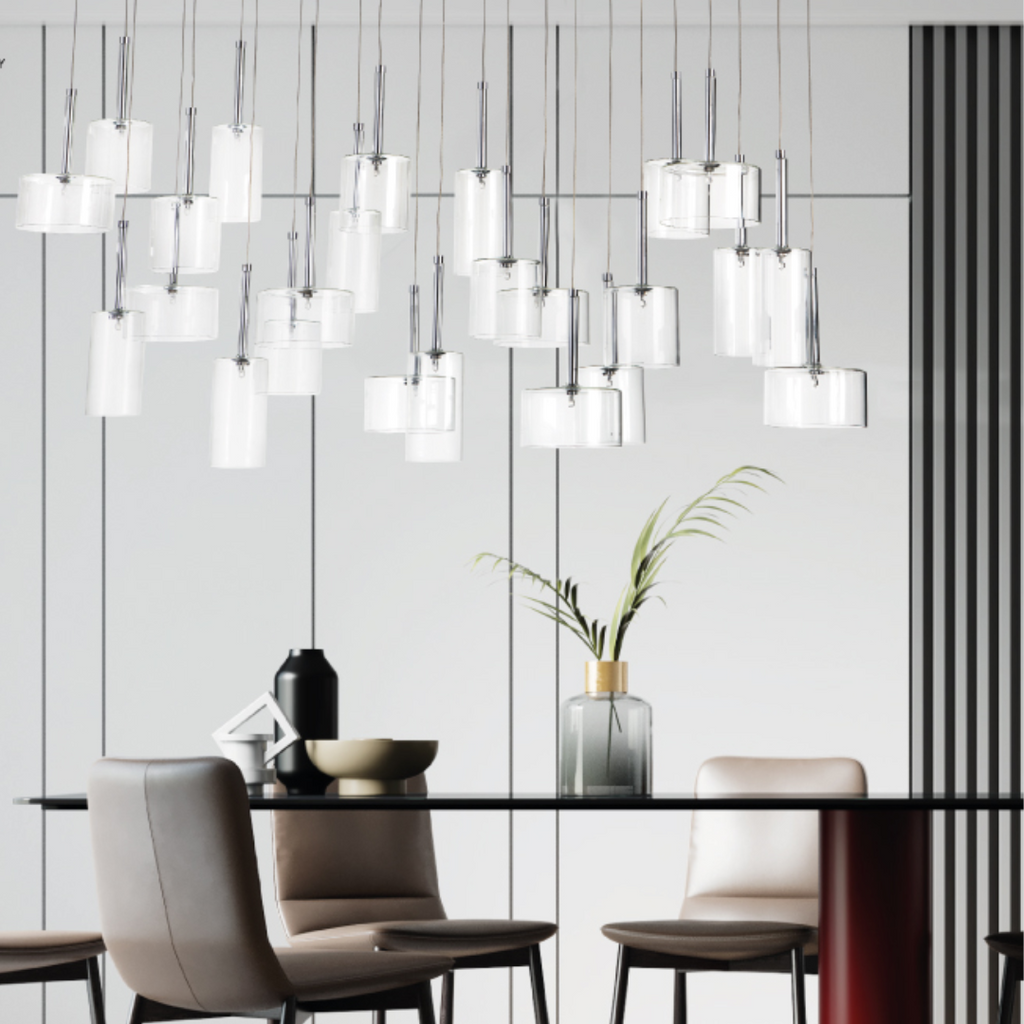 230v 20W G4 Bi-Pin Glass Rectangular Cluster Pendant