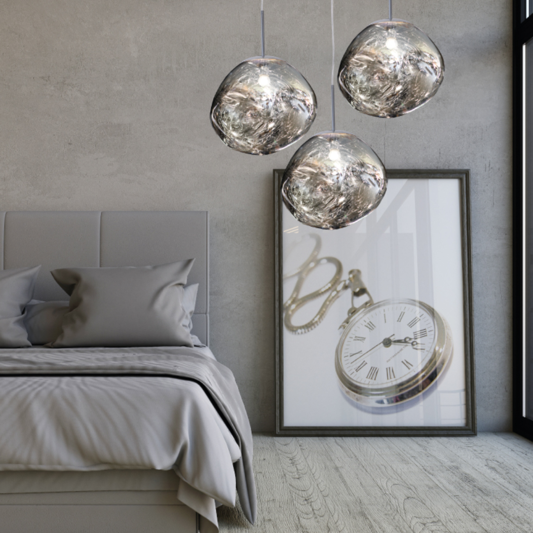 230v 40W E27 Large Chrome Molten Pendant