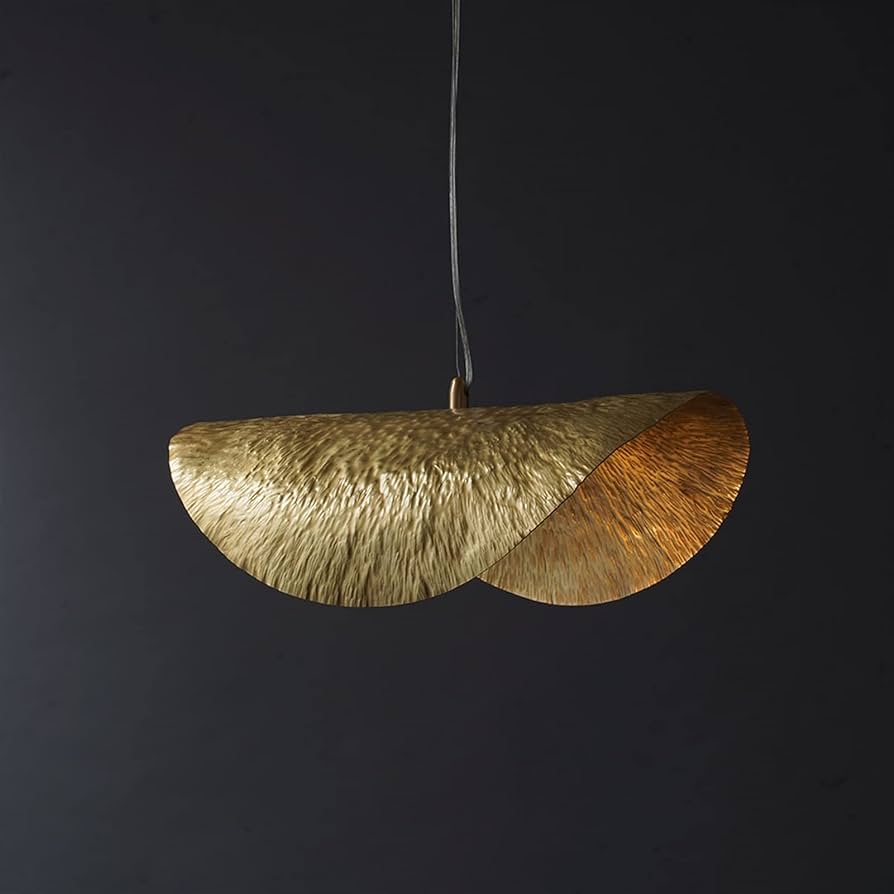 Gold Hammered Brass Leaf Pendant Light