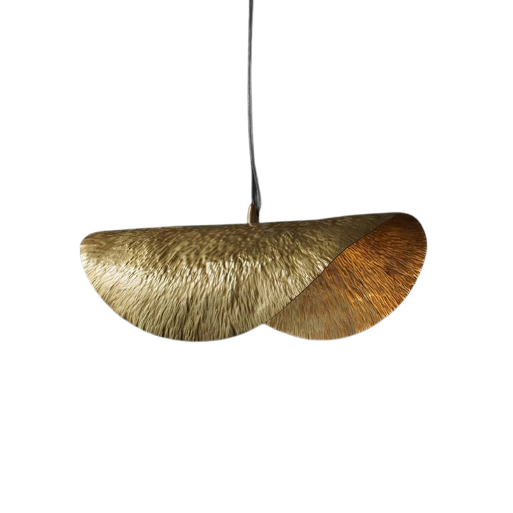 Gold Hammered Brass Leaf Pendant Light