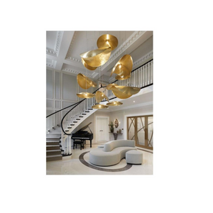 Gold Hammered Brass Leaf Pendant Light