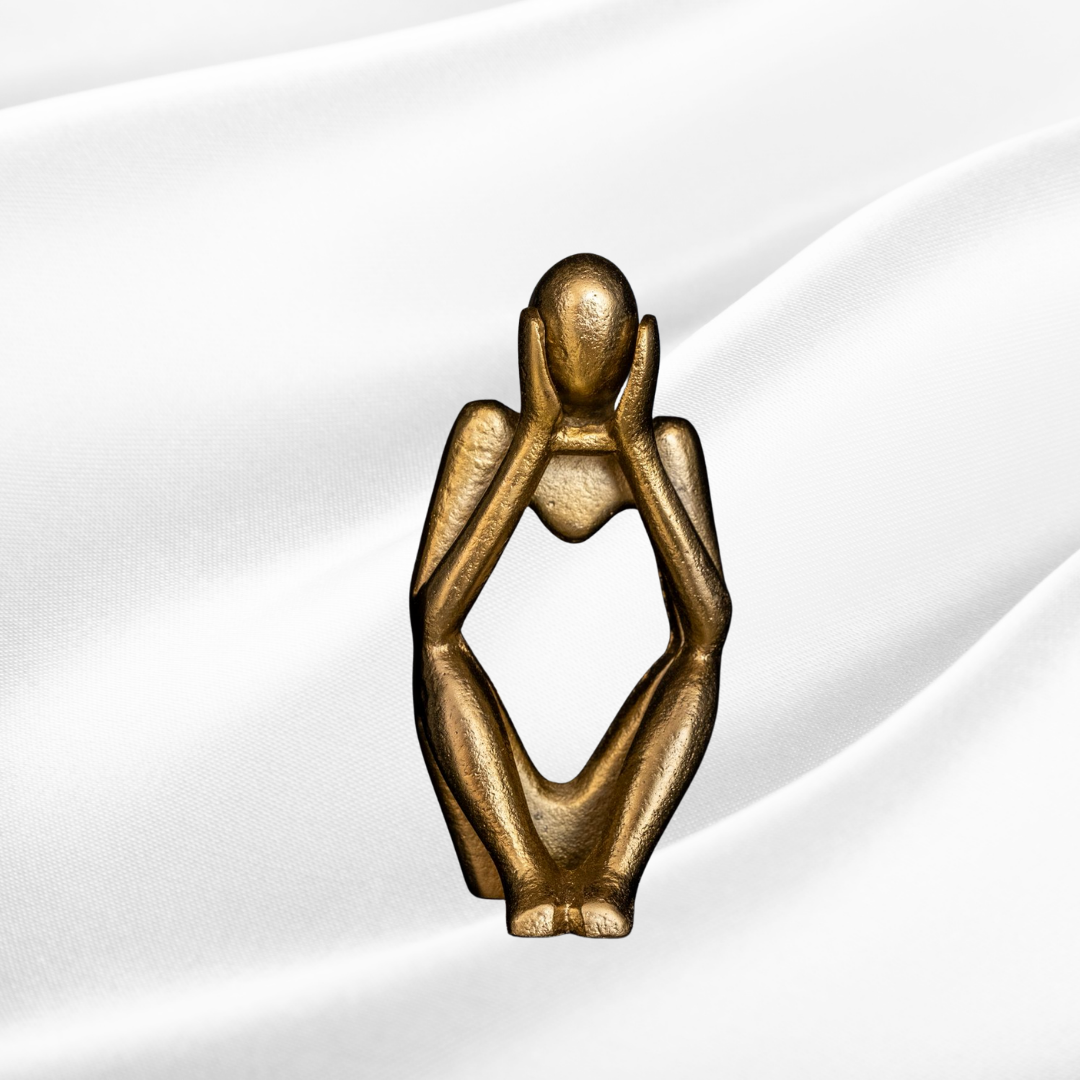 Sitting Man Sculpture Gold