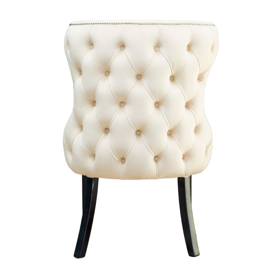 Rhandzu Back Button Dining Chair - Cream White