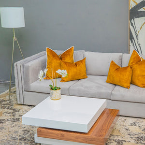 Rotating Coffee Table: Brown & White